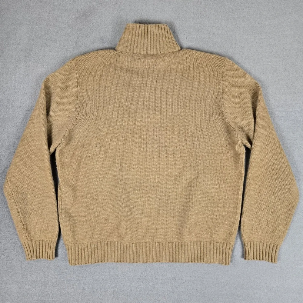 Polo Ralph Lauren 1/4 Zip Sweater Mens XL Brown 100% Lambswool Vintage 90s Prep‎